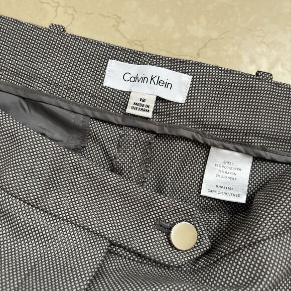 Calvin Klein Womens Gray Micro-Dot Modern Fit Straight Leg Trouser Pants Size 12 - Picture 3 of 9